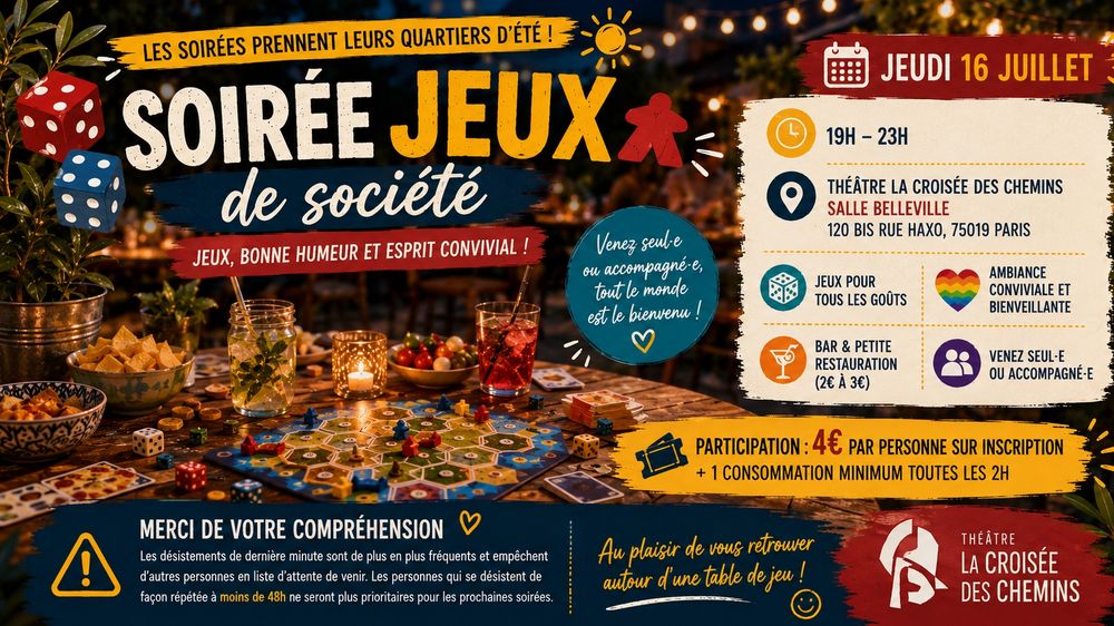 Soirée jeux de société au théâtre