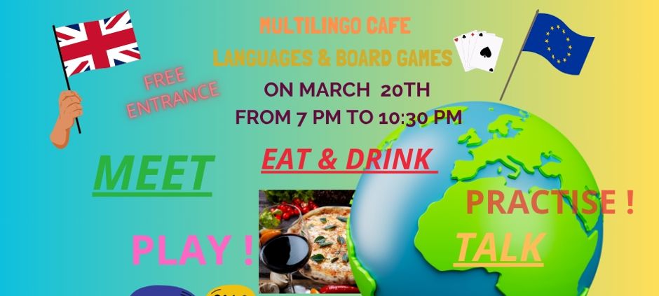 Multilingo Café 🌎 Speak English and All Languages & Play Board Games 🃏🧩🎲
